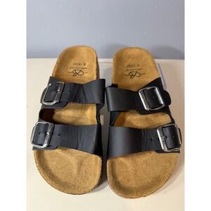 Bobbie Brooks Kids Black Double Buckle Cork Footbed Slides Sandals Size S 5 6